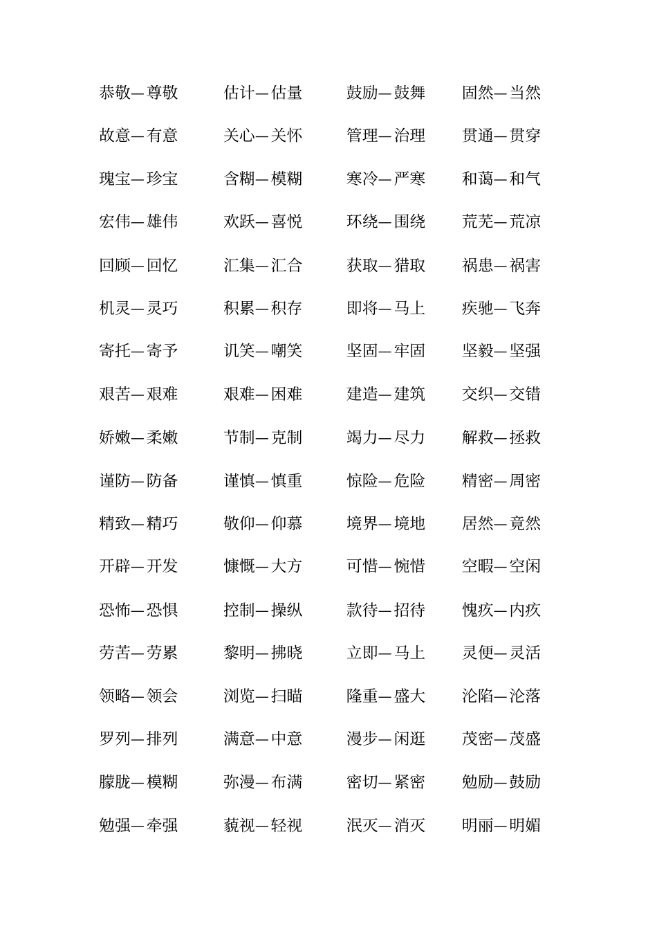 小升初近义词、反义词复习_第2页