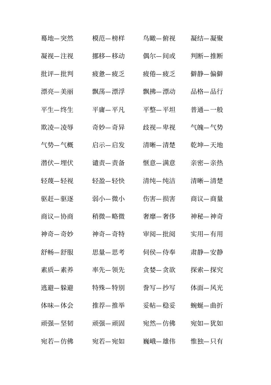 小升初近义词、反义词复习_第3页