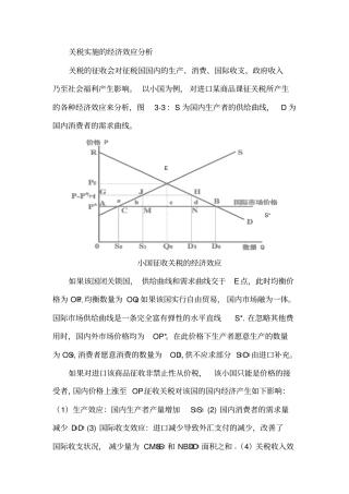 小国征税关税经济效应分析