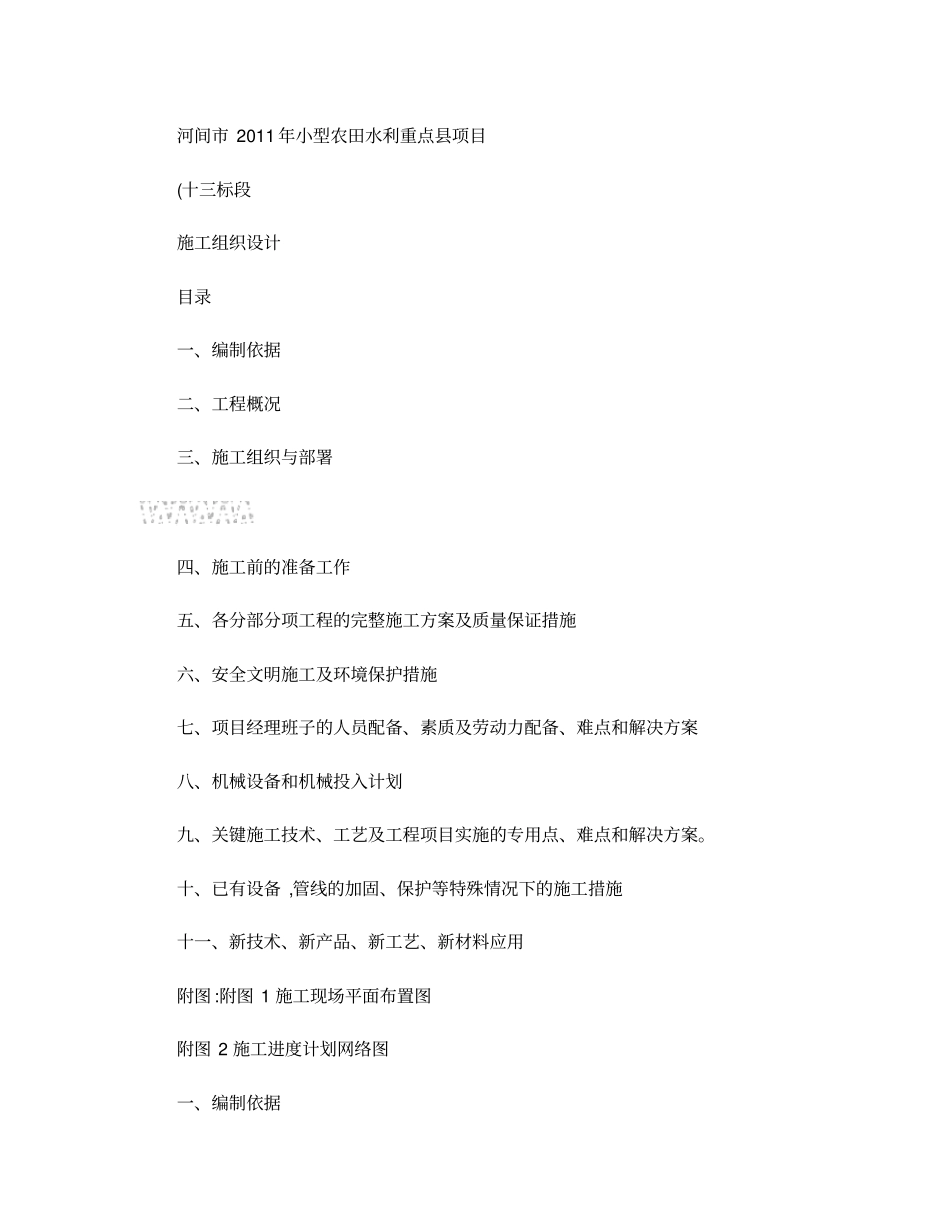 小型农田水利重点项目施工组织设计精_第1页