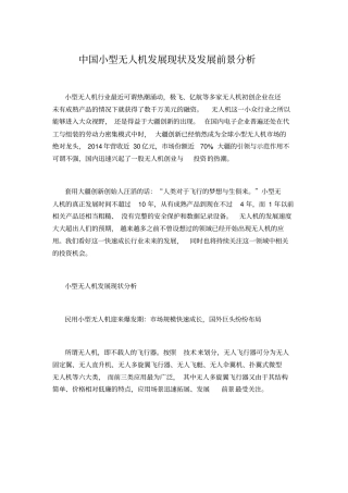 小型无人机发展现状及前景分析分析