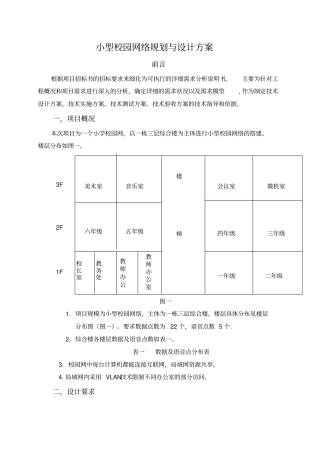 小型校园网络规划与设计方案