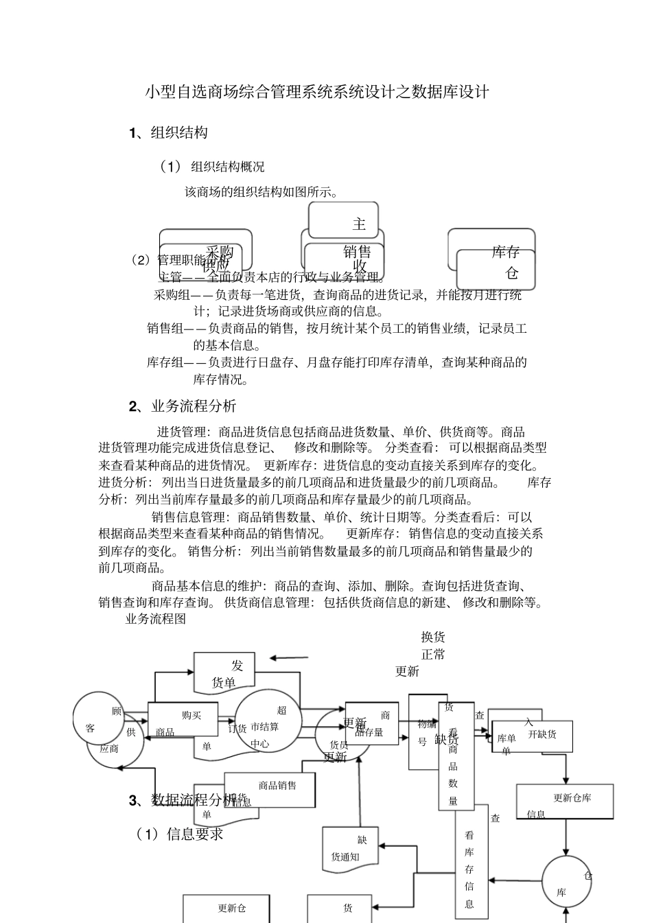 小型自选商场综合管理系统系统设计之数据库设计_第1页