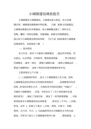 小城镇建设调查报告