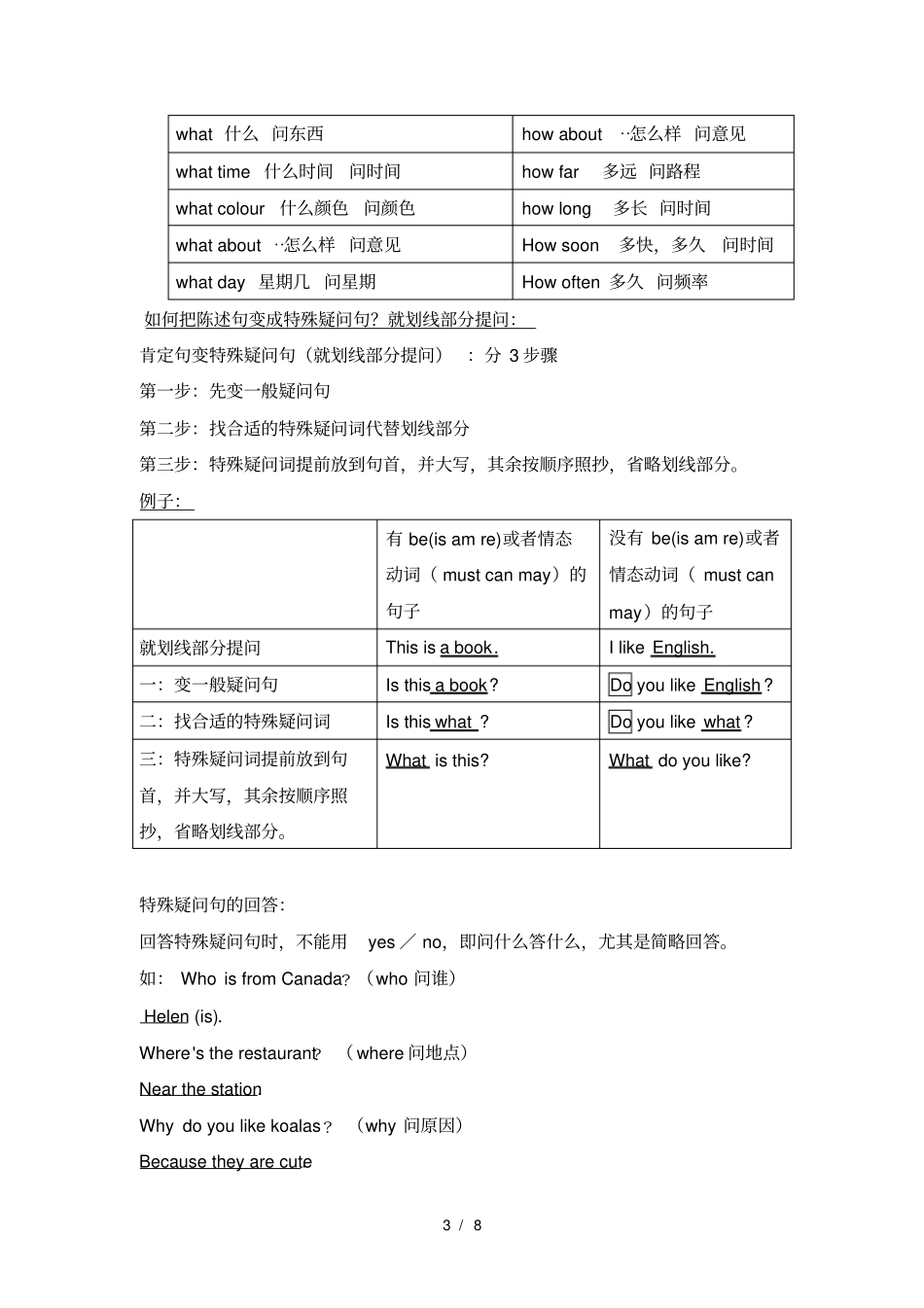 小学一般疑问句特殊疑问句强烈推荐_第3页