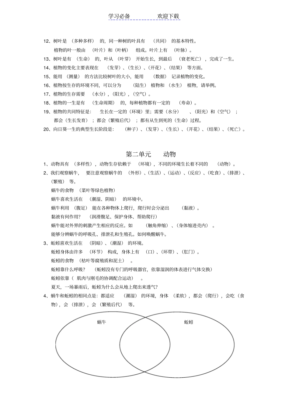 小学三年级上科学复习提纲_第2页