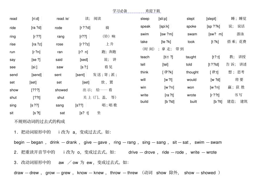 小学不规则-动词过去式带音标_第2页