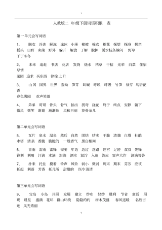 小学二年级下册语文词语汇总