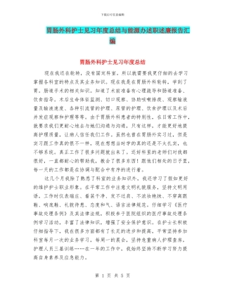 胃肠外科护士见习年度总结与能源办述职述廉报告汇编