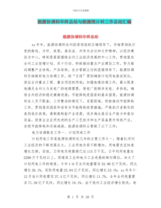 能源协调科年终总结与能源统计科工作总结汇编