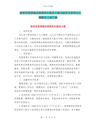 脱贫攻坚档案规范化建设方案与脱贫攻坚突出问题整改方案汇编