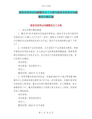 脱贫攻坚突出问题整改分工方案与脱贫攻坚突出问题整改方案汇编