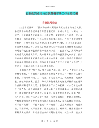 自我批评总结与自我营销年终工作总结汇编