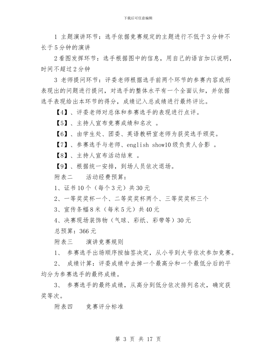 英语演讲比赛策划与英语组工作计划3篇汇编_第3页