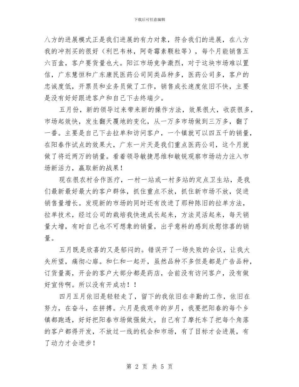 药品销售个人工作总结与药品销售个人工作总结2024年汇编_第2页