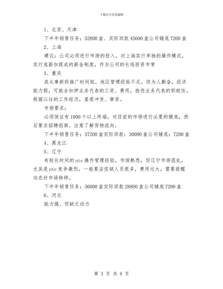 药品销售工作计划例文与药品销售工作计划范文汇编_第3页