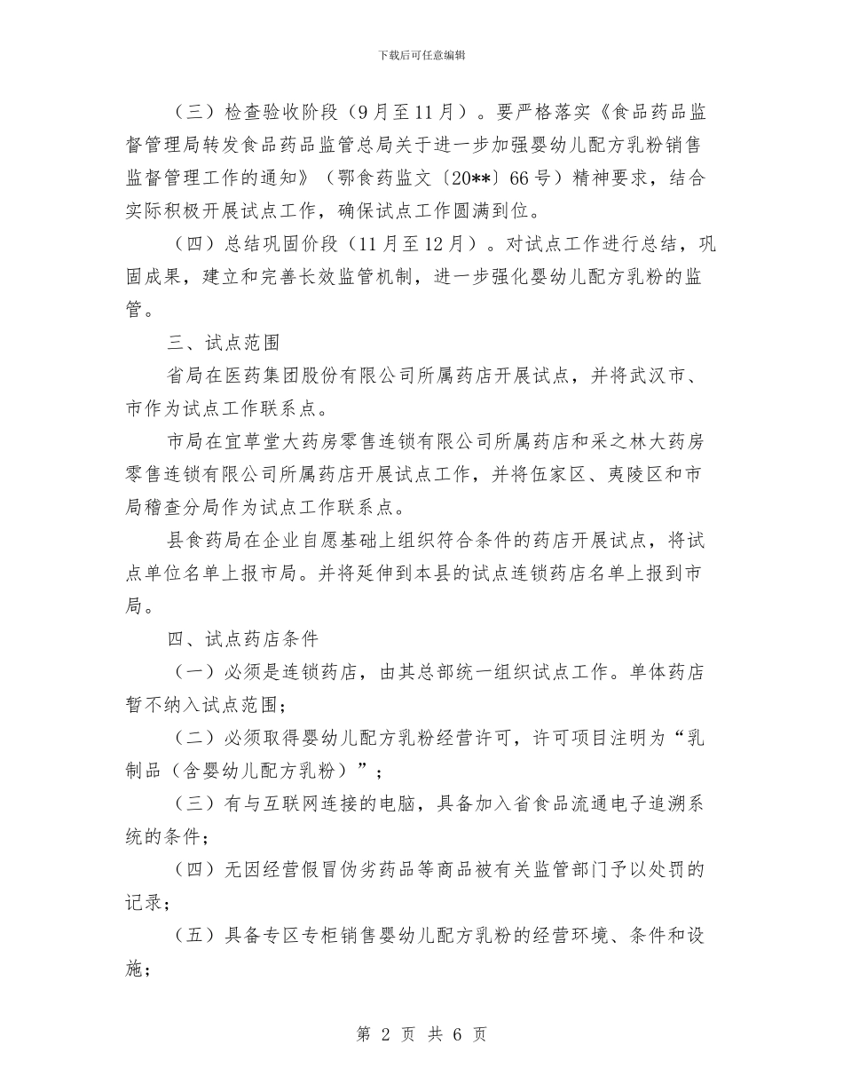 药店销售婴幼儿配方乳粉工作方案与药材局责任效率强化年实施方案汇编_第2页