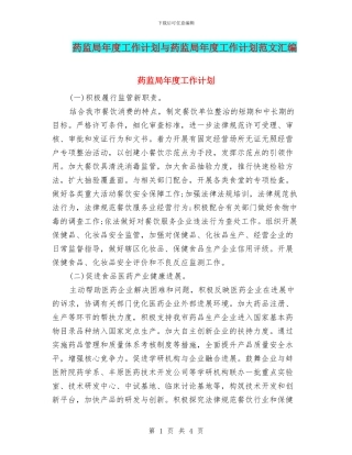 药监局年度工作计划与药监局年度工作计划范文汇编.doc