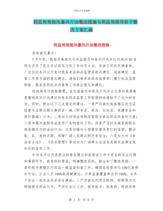 药监局效能风暴风行动整改措施与药监局领导班子整改方案汇编