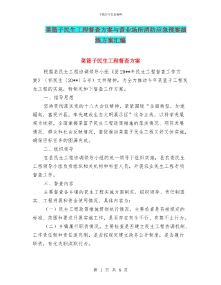 菜篮子民生工程督查方案与营业场所消防应急预案演练方案汇编