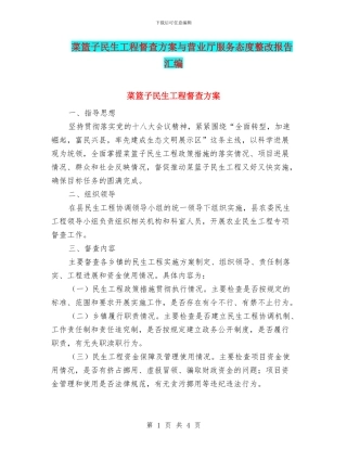 菜篮子民生工程督查方案与营业厅服务态度整改报告汇编