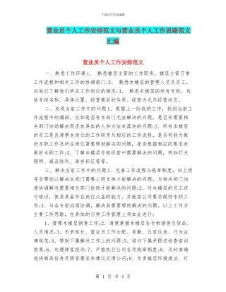 营业员个人工作安排范文与营业员个人工作思路范文汇编