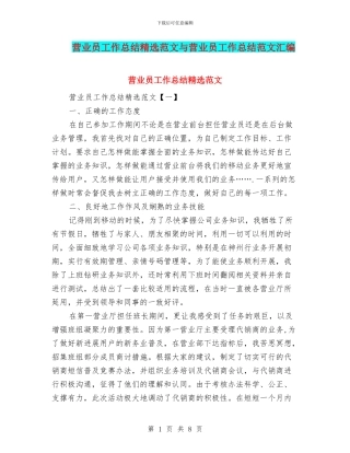 营业员工作总结精选范文与营业员工作总结范文汇编