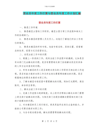 营业员年度工作打算与营业员年度工作计划汇编