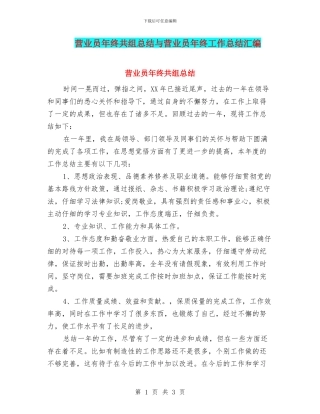 营业员年终共组总结与营业员年终工作总结汇编