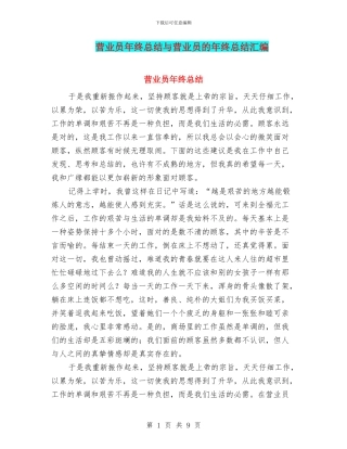 营业员年终总结与营业员的年终总结汇编