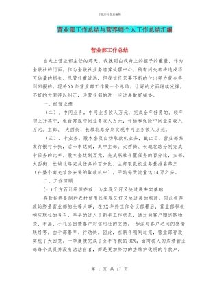 营业部工作总结与营养师个人工作总结汇编.doc