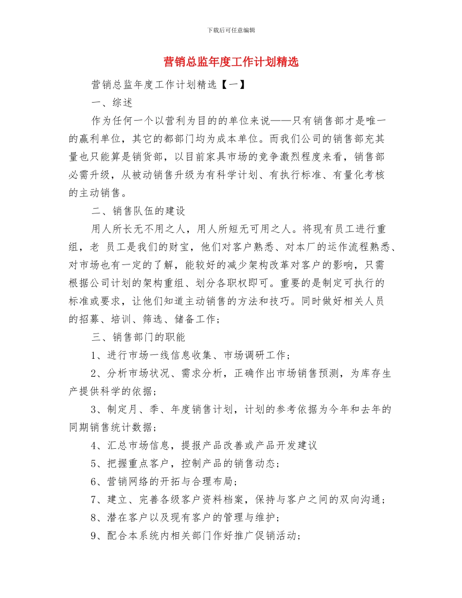 营销工作计划模板与营销总监年度工作计划精选汇编_第3页