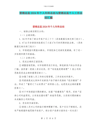 营销总监2024年个人年终总结与营销总监个人工作总结汇编