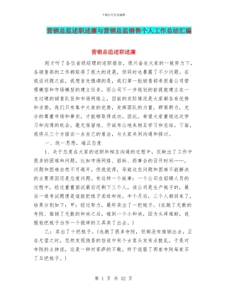 营销总监述职述廉与营销总监销售个人工作总结汇编