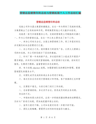 营销总监销售年终总结与营销拓展个人工作总结汇编