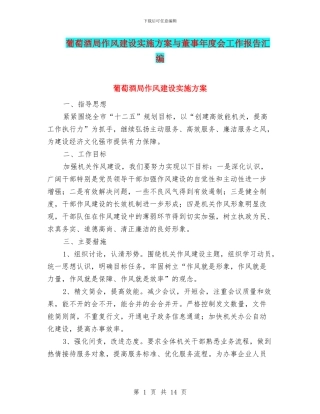 葡萄酒局作风建设实施方案与董事年度会工作报告汇编