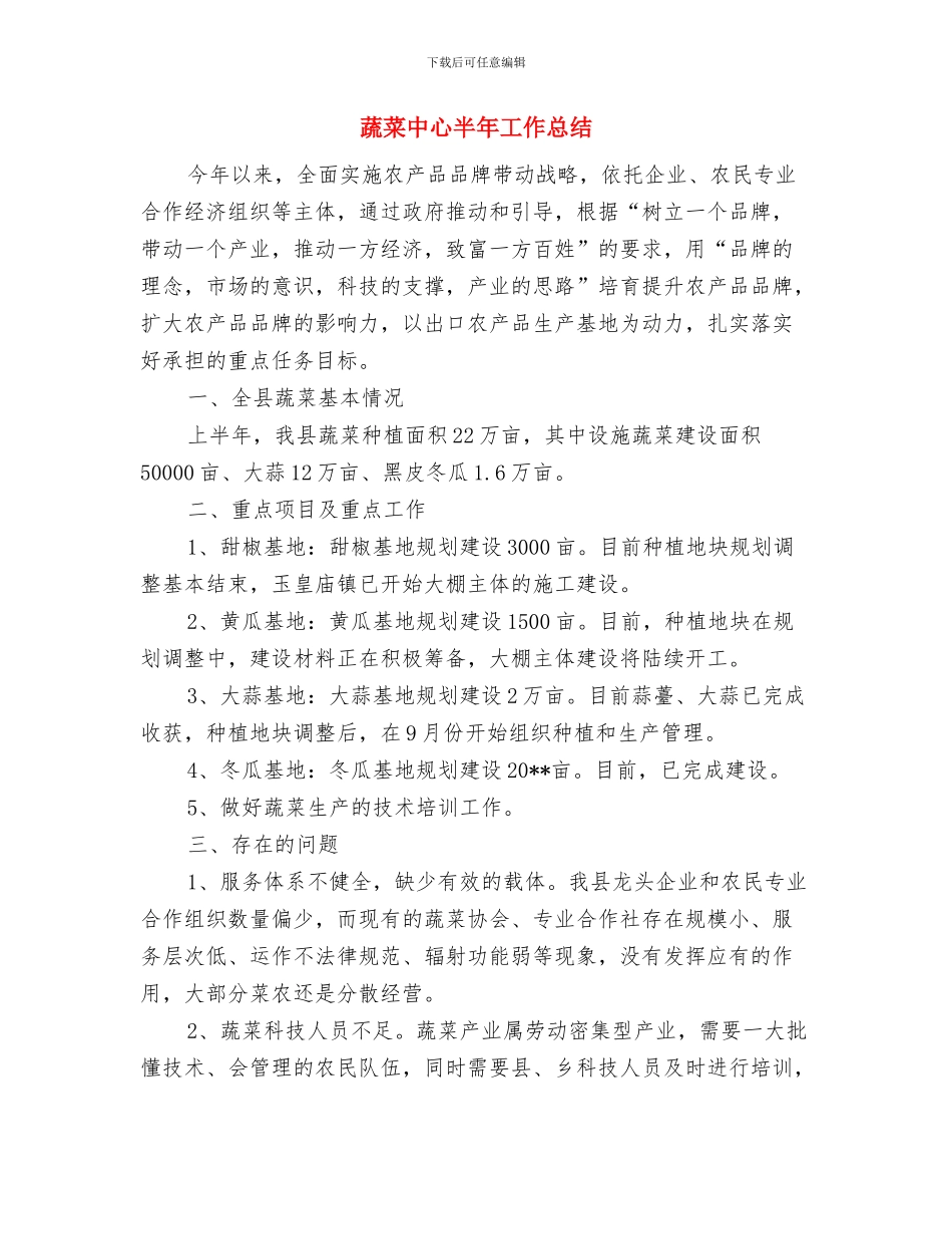 蔬果专业合作社工作总结与蔬菜中心半年工作总结汇编_第3页