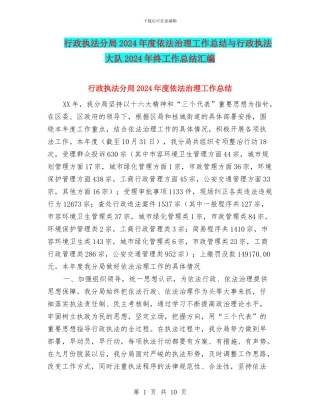 行政执法分局2024年度依法治理工作总结与行政执法大队2024年终工作总结汇编