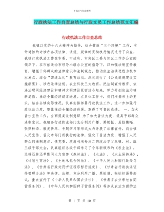 行政执法工作自查总结与行政文员工作总结范文汇编