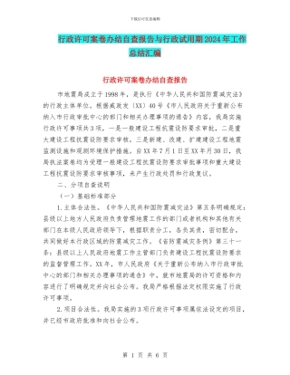 行政许可案卷办结自查报告与行政试用期2024年工作总结汇编