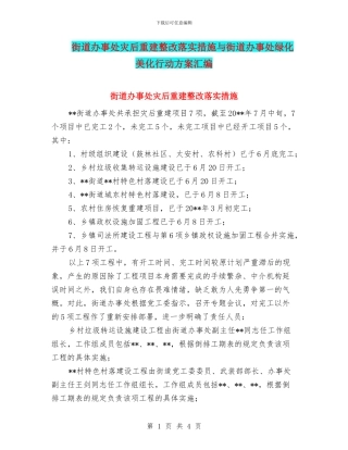 街道办事处灾后重建整改落实措施与街道办事处绿化美化行动方案汇编
