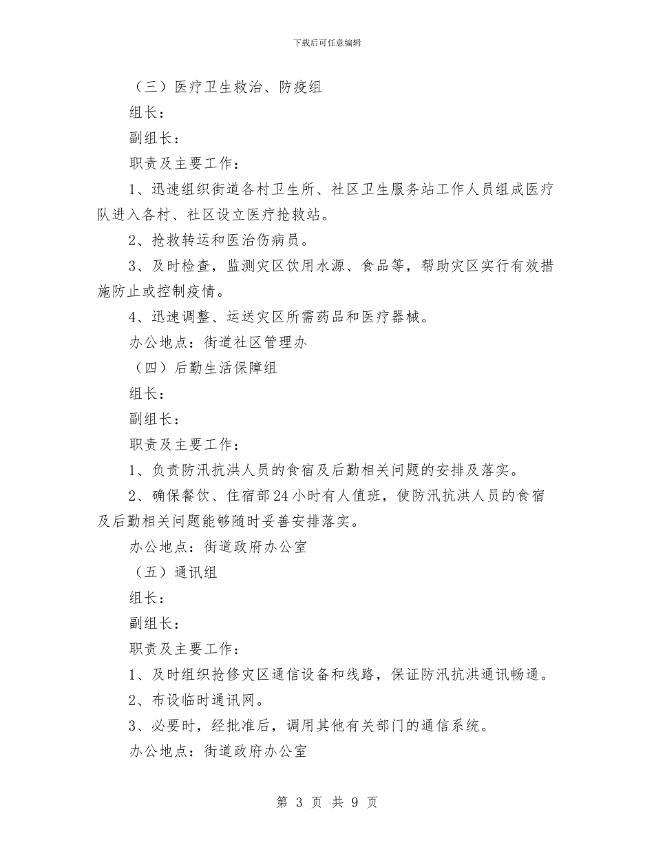 街道办防汛抗洪应急预案与街道劳动监察科科长竞争就职上岗演讲稿汇编_第3页