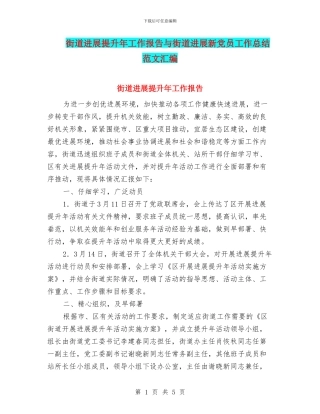 街道发展提升年工作报告与街道发展新党员工作总结范文汇编