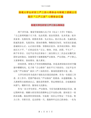 街道大学生村官三严三实心得体会与街道工委副主任践行“三严三实”心得体会汇编
