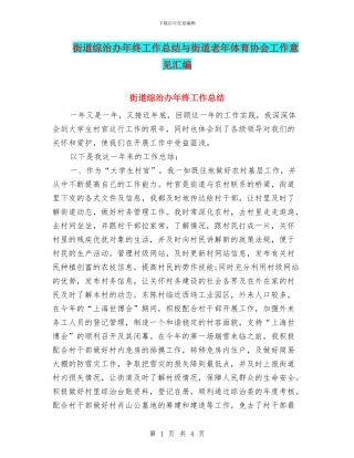 街道综治办年终工作总结与街道老年体育协会工作意见汇编