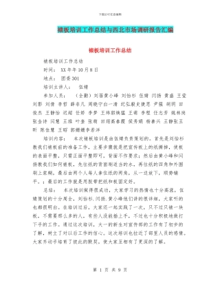 裱板培训工作总结与西北市场调研报告汇编