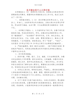 见习班主任个人工作计划