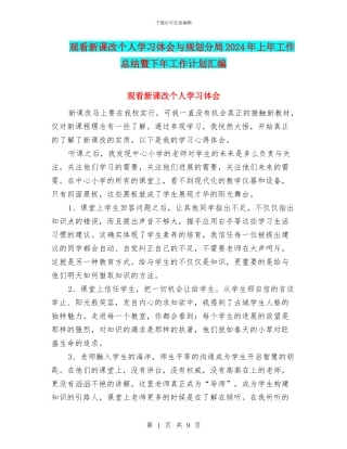 观看新课改个人学习体会与规划分局2024年上年工作总结暨下年工作计划汇编