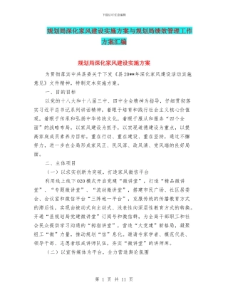 规划局深化家风建设实施方案与规划局绩效管理工作方案汇编