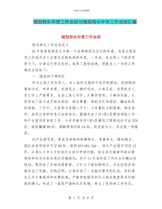 规划局长年度工作总结与规划局长年末工作总结汇编